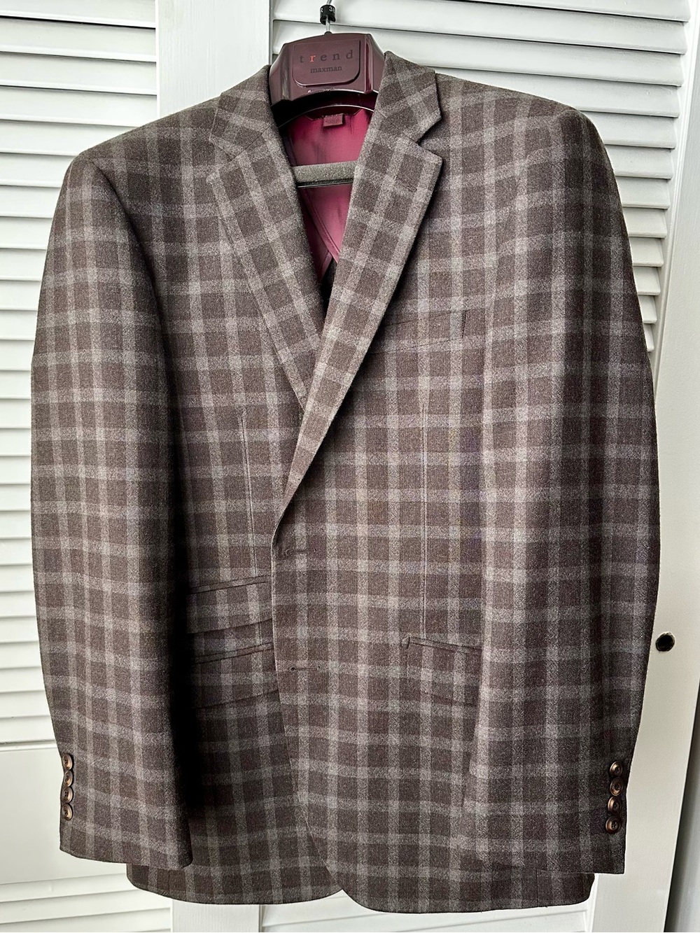 EUC Brown Wool Windowpane 38R